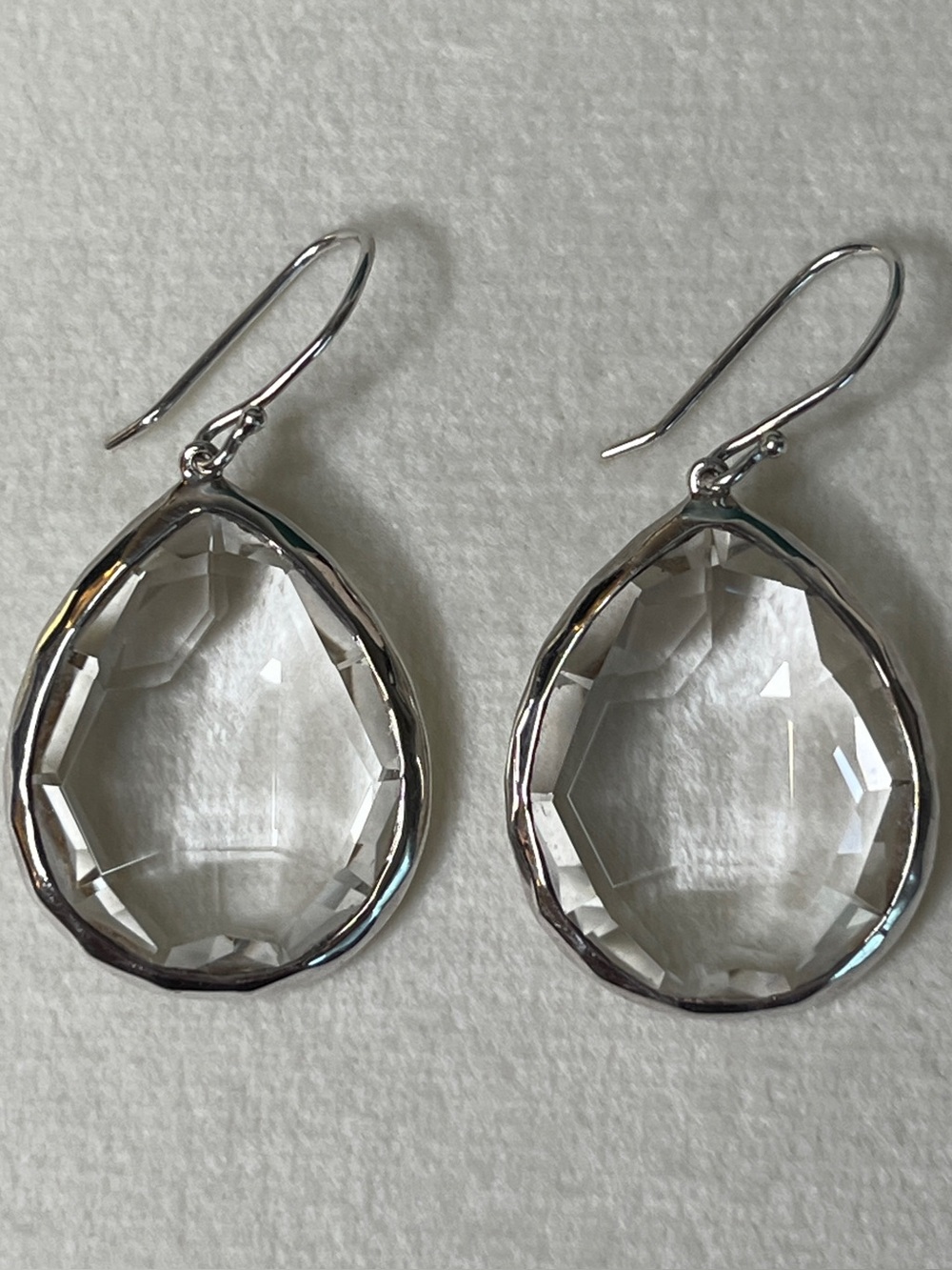 Ippolita Rock Candy Large Clear Faceted Quartz 925 Drop Dangle Earrings